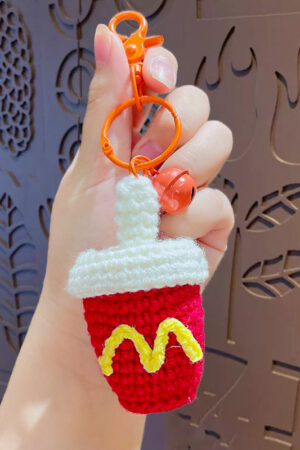 Fleece Knitted Good Things Happen Keychain Small Decoration Cartoon Crocheted Persimmon Bag Keychain