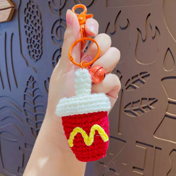 fleece knitted good things happen keychain small decoration cartoon crocheted persimmon bag keychain