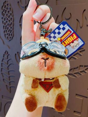 Cartoon plush trendy cool bear keychain, schoolbag small pendant, cute couple bag doll keychain