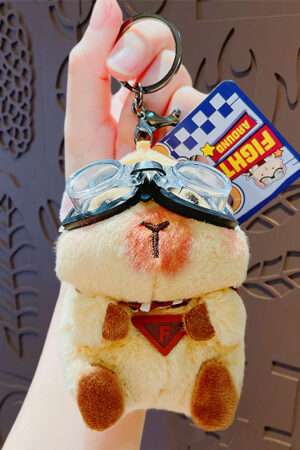 Cartoon plush trendy cool bear keychain, schoolbag small pendant, cute couple bag doll keychain
