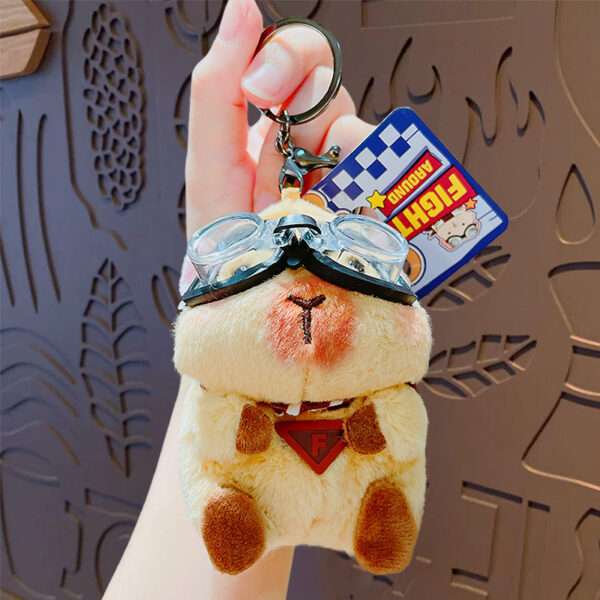 cartoon plush trendy cool bear keychain, schoolbag small pendant, cute couple bag doll keychain