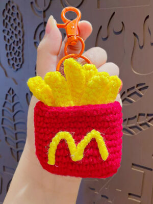 Fleece Knitted Good Things Happen Keychain Small Decoration Cartoon Crocheted Persimmon Bag Keychain