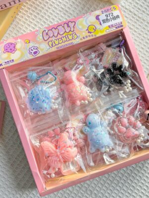 24-Piece Snack Toy Pendant Squishies Set in Color Box – Stress-Relief Essential