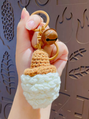 Fleece Knitted Good Things Happen Keychain Small Decoration Cartoon Crocheted Persimmon Bag Keychain