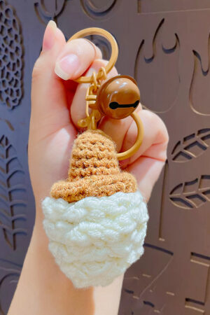 Fleece Knitted Good Things Happen Keychain Small Decoration Cartoon Crocheted Persimmon Bag Keychain