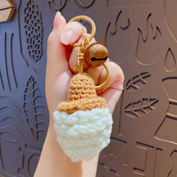fleece knitted good things happen keychain small decoration cartoon crocheted persimmon bag keychain