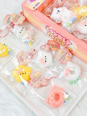 24-Piece Snack Toy Pendant Squishies Set in Color Box – Stress-Relief Essential