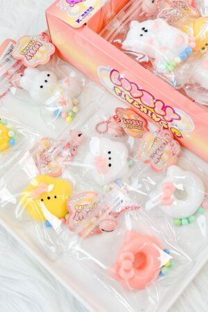 24-Piece Snack Toy Pendant Squishies Set in Color Box – Stress-Relief Essential