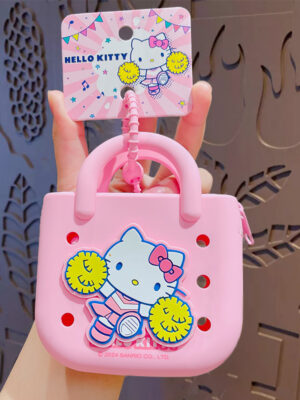 Authentic Sanrio Cartoon Beaded Bracelet Keychain, Creative Kuromi Car & Bag Key Chain Doll Pendant