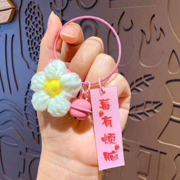 fleece knitted good things happen keychain small decoration cartoon crocheted persimmon bag keychain