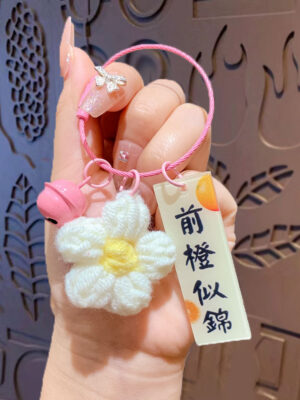 Fleece Knitted Good Things Happen Keychain Small Decoration Cartoon Crocheted Persimmon Bag Keychain