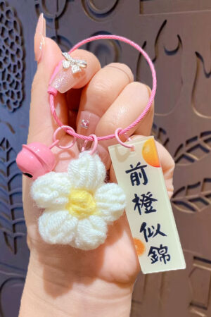 Fleece Knitted Good Things Happen Keychain Small Decoration Cartoon Crocheted Persimmon Bag Keychain