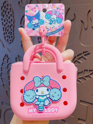Authentic Sanrio Cartoon Beaded Bracelet Keychain, Creative Kuromi Car & Bag Key Chain Doll Pendant