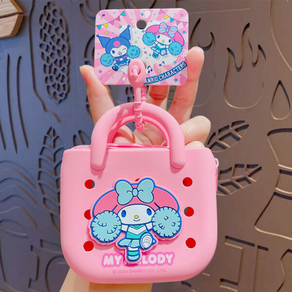 authentic sanrio cartoon beaded bracelet keychain, creative kuromi car & bag key chain doll pendant