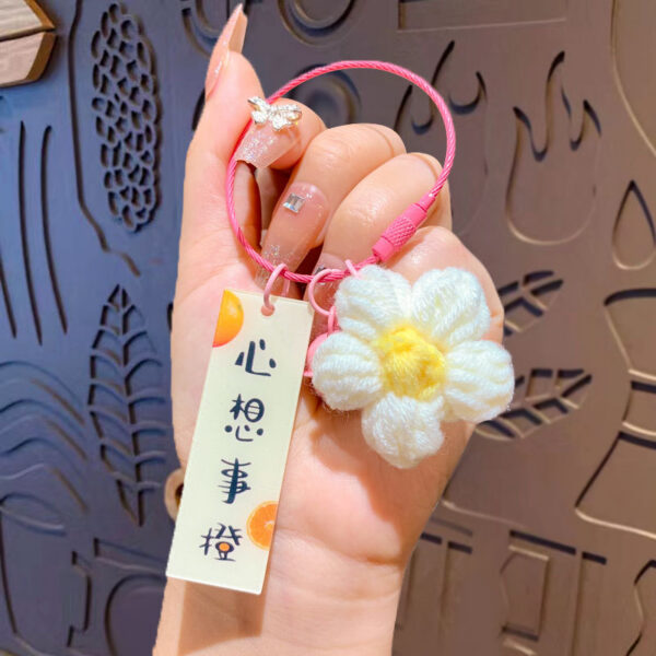 fleece knitted good things happen keychain small decoration cartoon crocheted persimmon bag keychain