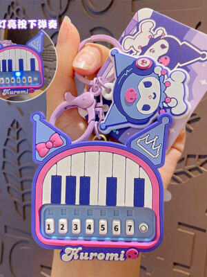 Authentic Sanrio Cartoon Beaded Bracelet Keychain, Creative Kuromi Car & Bag Key Chain Doll Pendant