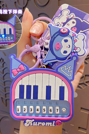 Authentic Sanrio Cartoon Beaded Bracelet Keychain, Creative Kuromi Car & Bag Key Chain Doll Pendant