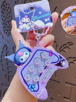 Authentic Sanrio Cartoon Beaded Bracelet Keychain, Creative Kuromi Car & Bag Key Chain Doll Pendant