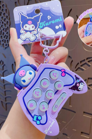 Authentic Sanrio Cartoon Beaded Bracelet Keychain, Creative Kuromi Car & Bag Key Chain Doll Pendant