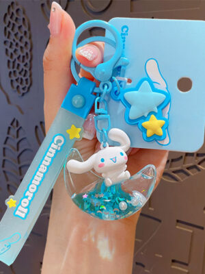 Authentic Sanrio Cartoon Beaded Bracelet Keychain, Creative Kuromi Car & Bag Key Chain Doll Pendant