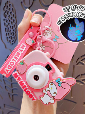 Authentic Sanrio Cartoon Beaded Bracelet Keychain, Creative Kuromi Car & Bag Key Chain Doll Pendant