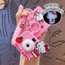 authentic sanrio cartoon beaded bracelet keychain, creative kuromi car & bag key chain doll pendant