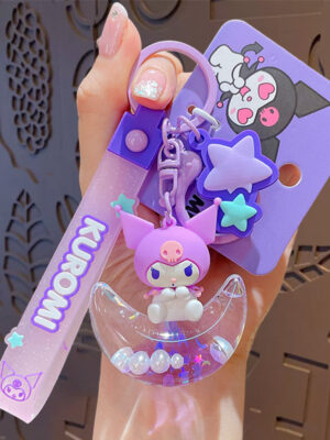 Authentic Sanrio Cartoon Beaded Bracelet Keychain, Creative Kuromi Car & Bag Key Chain Doll Pendant
