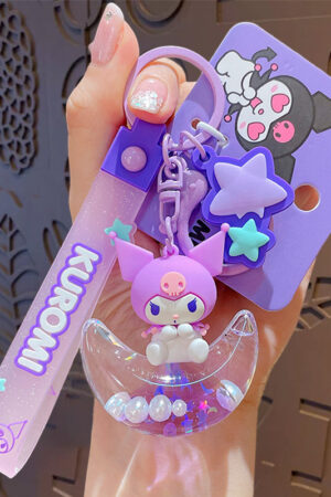 Authentic Sanrio Cartoon Beaded Bracelet Keychain, Creative Kuromi Car & Bag Key Chain Doll Pendant