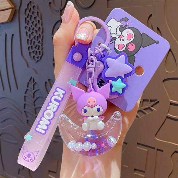 authentic sanrio cartoon beaded bracelet keychain, creative kuromi car & bag key chain doll pendant