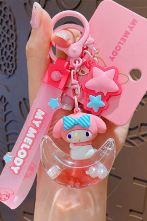 Authentic Sanrio Cartoon Beaded Bracelet Keychain, Creative Kuromi Car & Bag Key Chain Doll Pendant