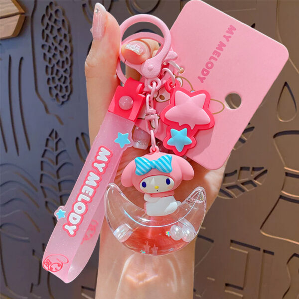 authentic sanrio cartoon beaded bracelet keychain, creative kuromi car & bag key chain doll pendant
