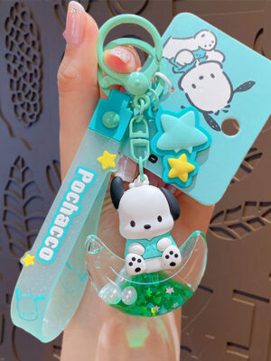 Authentic Sanrio Cartoon Beaded Bracelet Keychain, Creative Kuromi Car & Bag Key Chain Doll Pendant