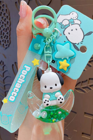 Authentic Sanrio Cartoon Beaded Bracelet Keychain, Creative Kuromi Car & Bag Key Chain Doll Pendant