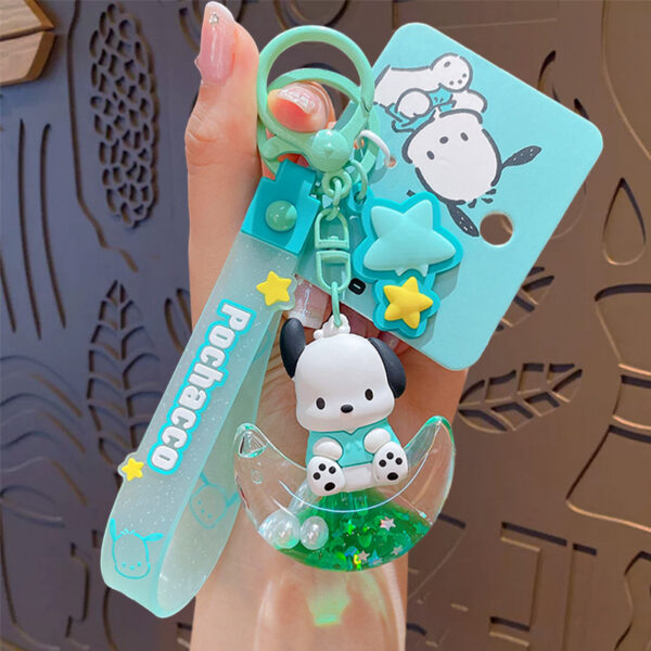 authentic sanrio cartoon beaded bracelet keychain, creative kuromi car & bag key chain doll pendant