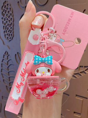 Authentic Sanrio Cartoon Beaded Bracelet Keychain, Creative Kuromi Car & Bag Key Chain Doll Pendant