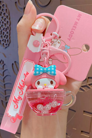 Authentic Sanrio Cartoon Beaded Bracelet Keychain, Creative Kuromi Car & Bag Key Chain Doll Pendant
