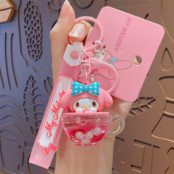 authentic sanrio cartoon beaded bracelet keychain, creative kuromi car & bag key chain doll pendant