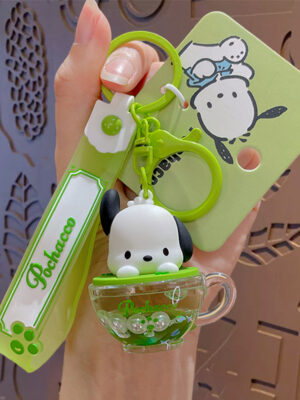Authentic Sanrio Cartoon Beaded Bracelet Keychain, Creative Kuromi Car & Bag Key Chain Doll Pendant