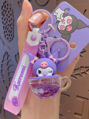 Authentic Sanrio Cartoon Beaded Bracelet Keychain, Creative Kuromi Car & Bag Key Chain Doll Pendant
