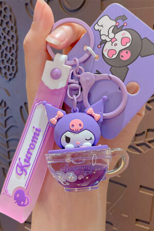 Authentic Sanrio Cartoon Beaded Bracelet Keychain, Creative Kuromi Car & Bag Key Chain Doll Pendant
