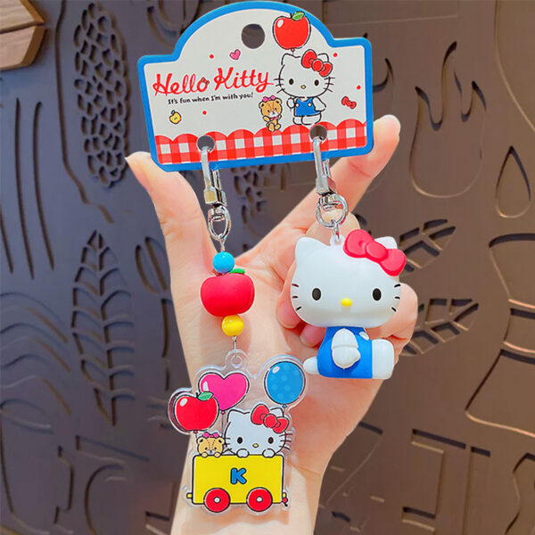 authentic sanrio cartoon beaded bracelet keychain, creative kuromi car & bag key chain doll pendant