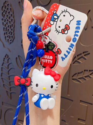 Authentic Sanrio Cartoon Beaded Bracelet Keychain, Creative Kuromi Car & Bag Key Chain Doll Pendant