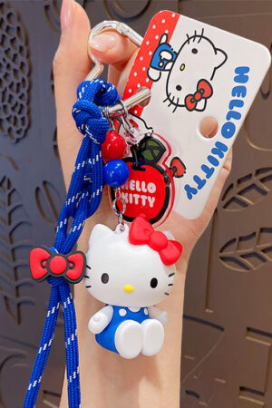 Authentic Sanrio Cartoon Beaded Bracelet Keychain, Creative Kuromi Car & Bag Key Chain Doll Pendant