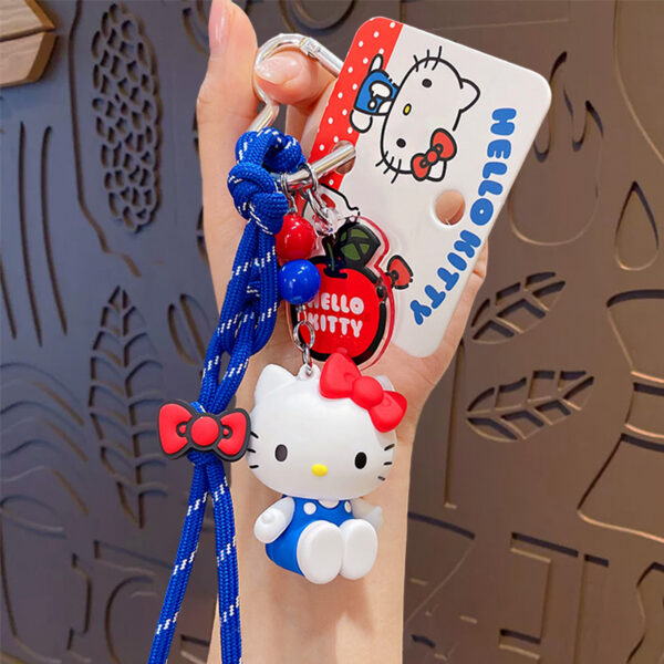 authentic sanrio cartoon beaded bracelet keychain, creative kuromi car & bag key chain doll pendant