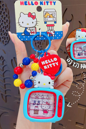 Authentic Sanrio Cartoon Beaded Bracelet Keychain, Creative Kuromi Car & Bag Key Chain Doll Pendant