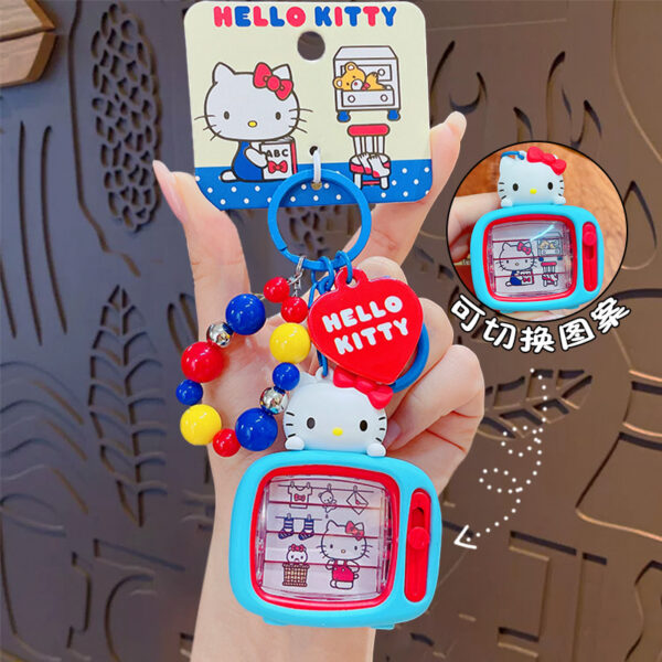 authentic sanrio cartoon beaded bracelet keychain, creative kuromi car & bag key chain doll pendant