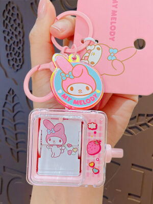 Authentic Sanrio Cartoon Beaded Bracelet Keychain, Creative Kuromi Car & Bag Key Chain Doll Pendant