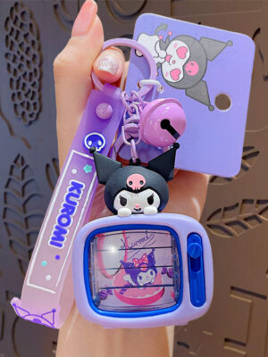 Authentic Sanrio Cartoon Beaded Bracelet Keychain, Creative Kuromi Car & Bag Key Chain Doll Pendant