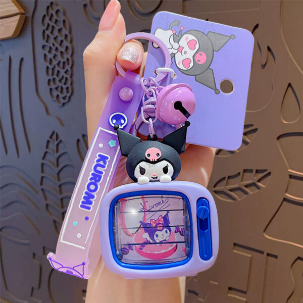 authentic sanrio cartoon beaded bracelet keychain, creative kuromi car & bag key chain doll pendant