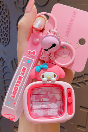 Authentic Sanrio Cartoon Beaded Bracelet Keychain, Creative Kuromi Car & Bag Key Chain Doll Pendant